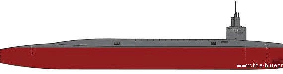 Корабль USS SSBN-738 Maryland [Submarine] - чертежи, габариты, рисунки